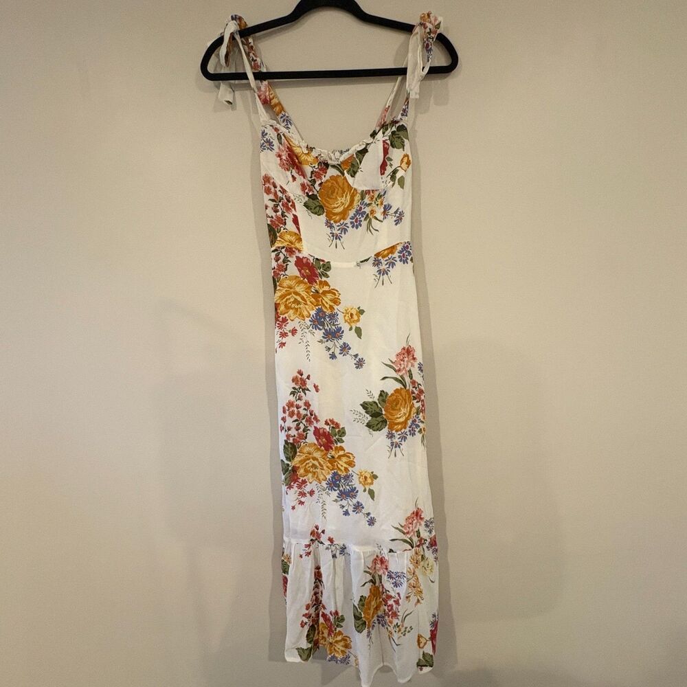 Reformation Floral Juliette Tie Strap Midi Dress 0 - Picture 2 of 7